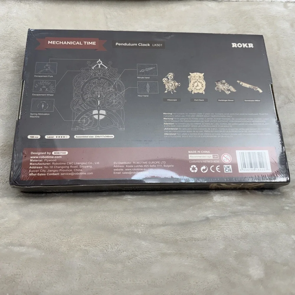 ROBOTIME ROKR Pendulum Clock Mechanical Wooden Model Kit LK501‎